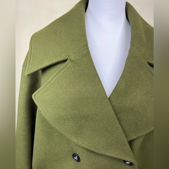 ASOS Oversized Double Breasted Notched Collar Pea Coat Khaki Size 6 - Picture 5 of 15